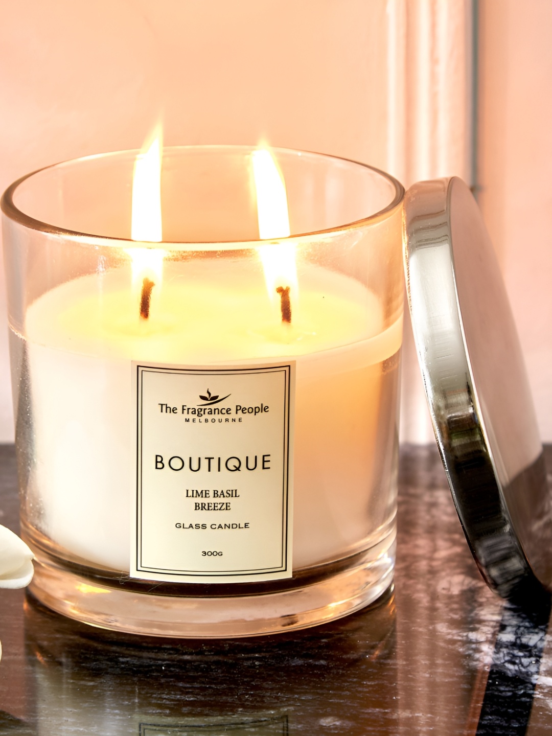 

Home Centre Boutique White Printed Scented Jar Candle