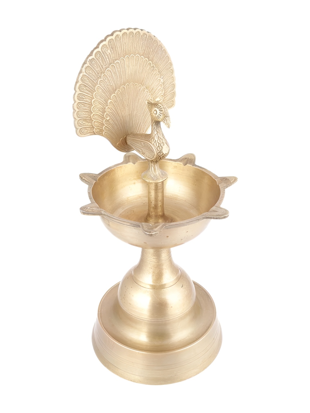 

Indianshelf GoldToned Brass Textured Peacock Diwali Pooja Diya, Gold