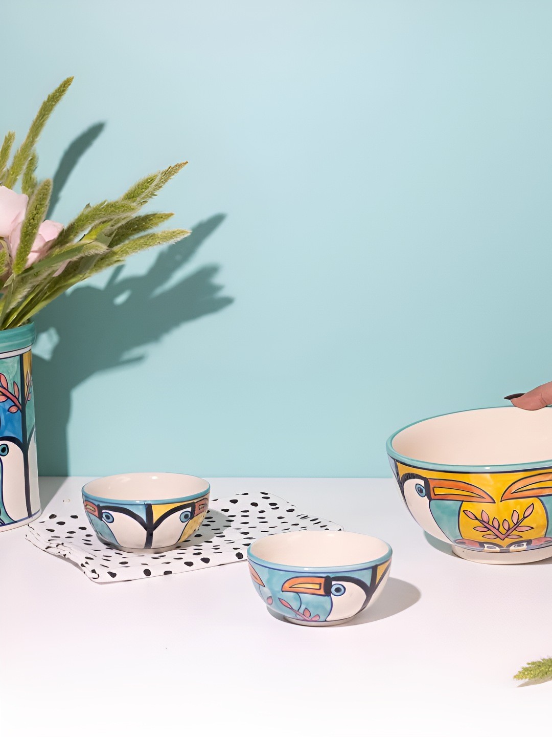 

AMALAFIEE CERAMICS Blue & White Printed Ceramic Microwave Safe Serving Bowl