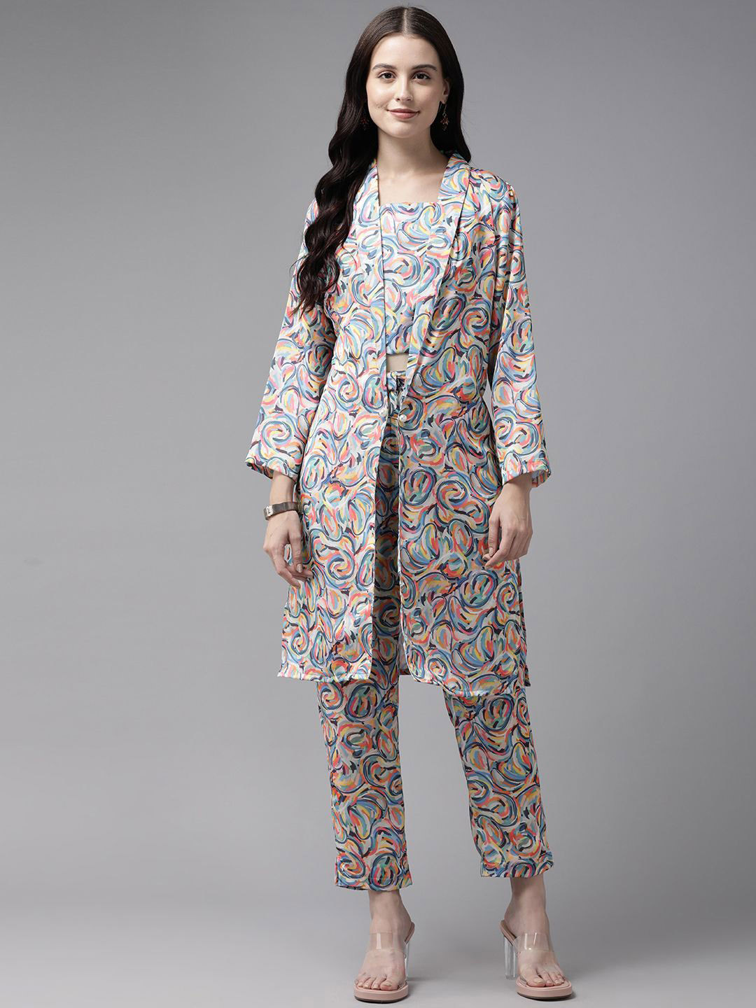 

BAESD Women Paisley Yoke Design Layered Kurta with Trousers & With Dupatta, Turquoise blue