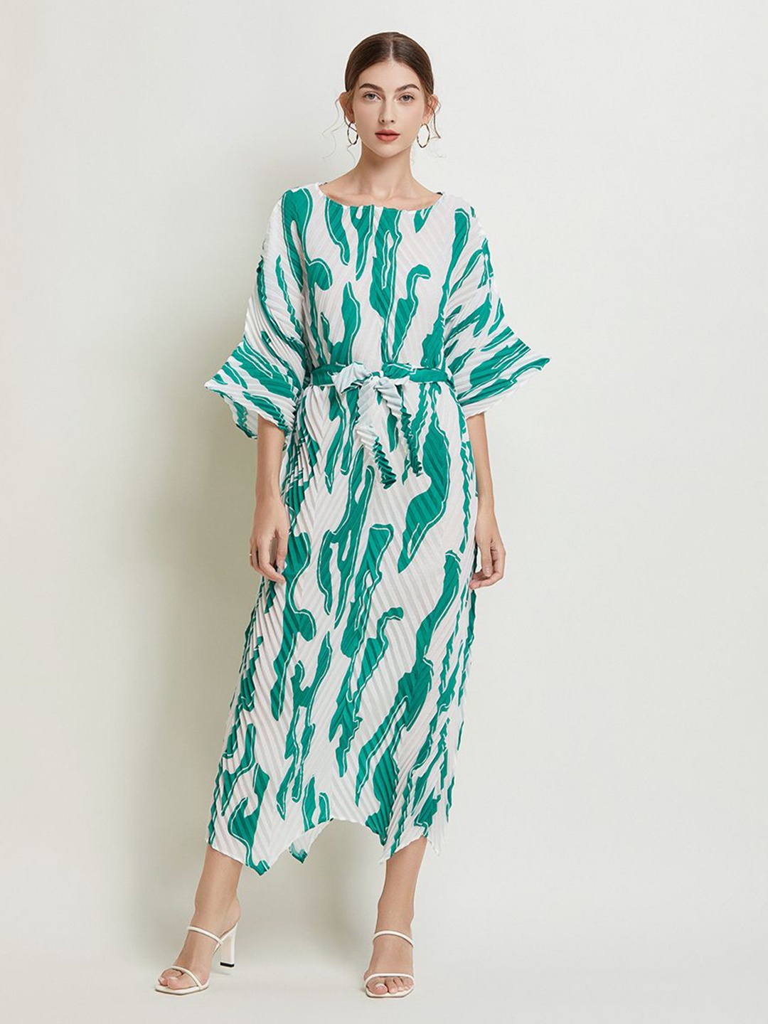 

JC Collection Women Abstract Printed Bell Sleeve Maxi Dress, Green