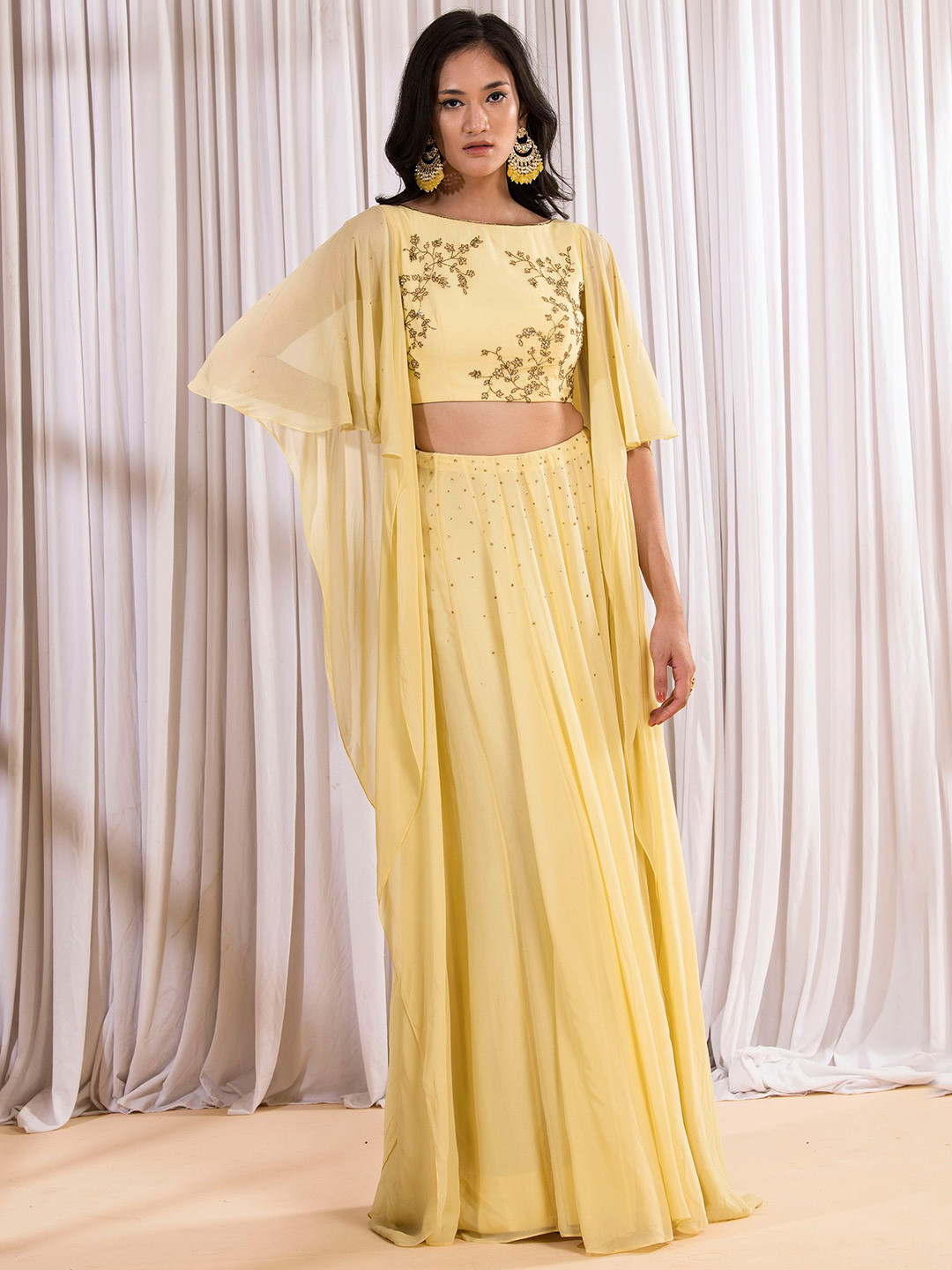 

Pooja Peshoria Embellished Beads and Stones Ready to Wear Lehenga Choli, Yellow