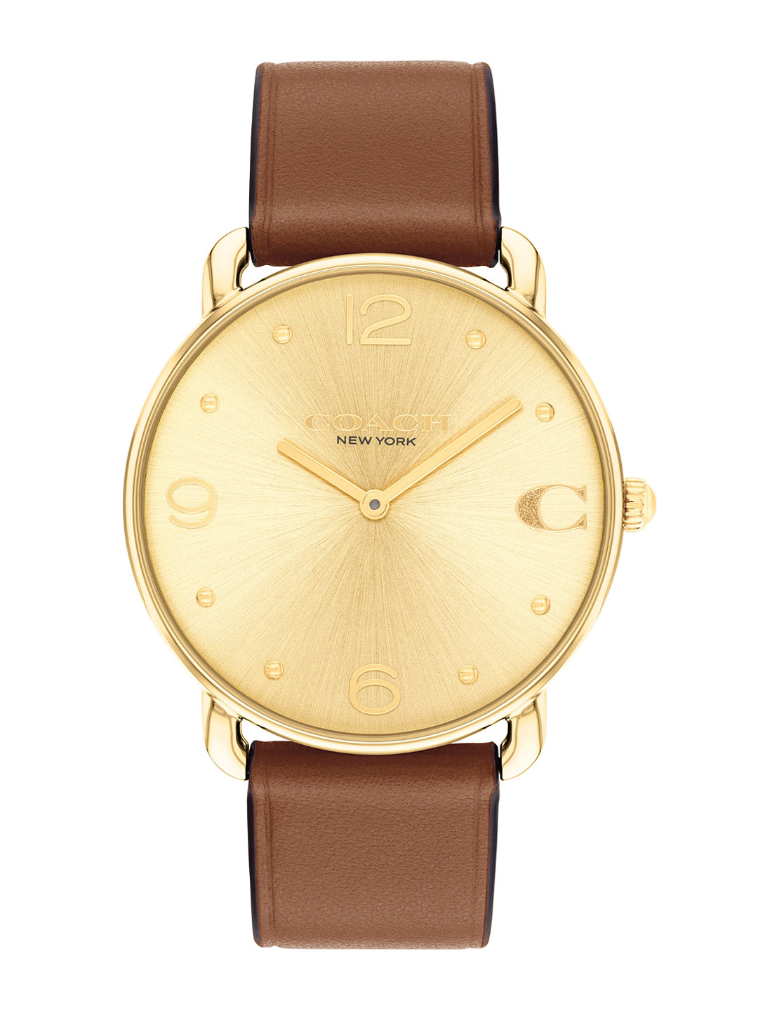

Coach Women Elliot Embellished Dial & Leather Straps Analogue Watch 14504201, Gold