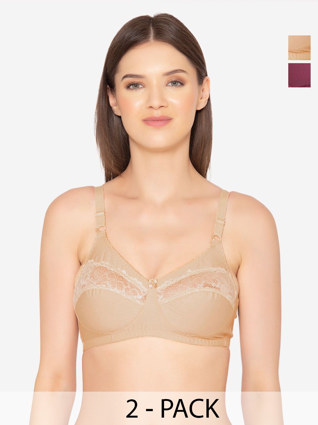 

GROVERSONS Paris Beauty Pack of 2 Full Coverage T-Shirt Bra, Beige