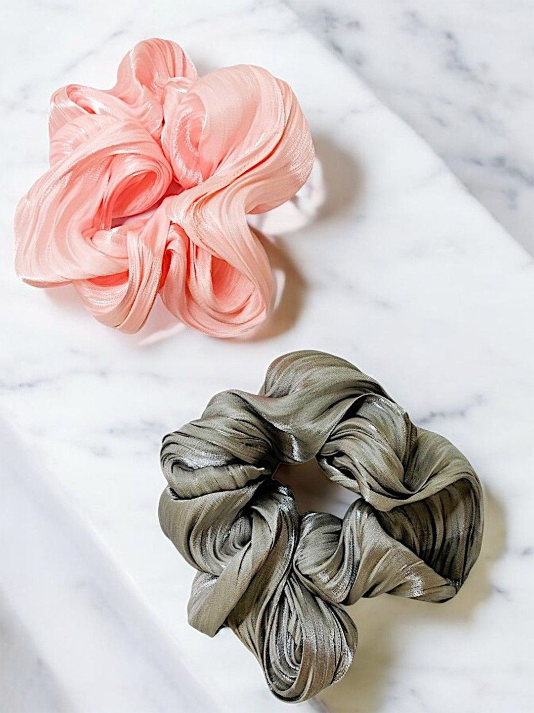 

9blings Women Set of 2 Ponytail Holders, Grey