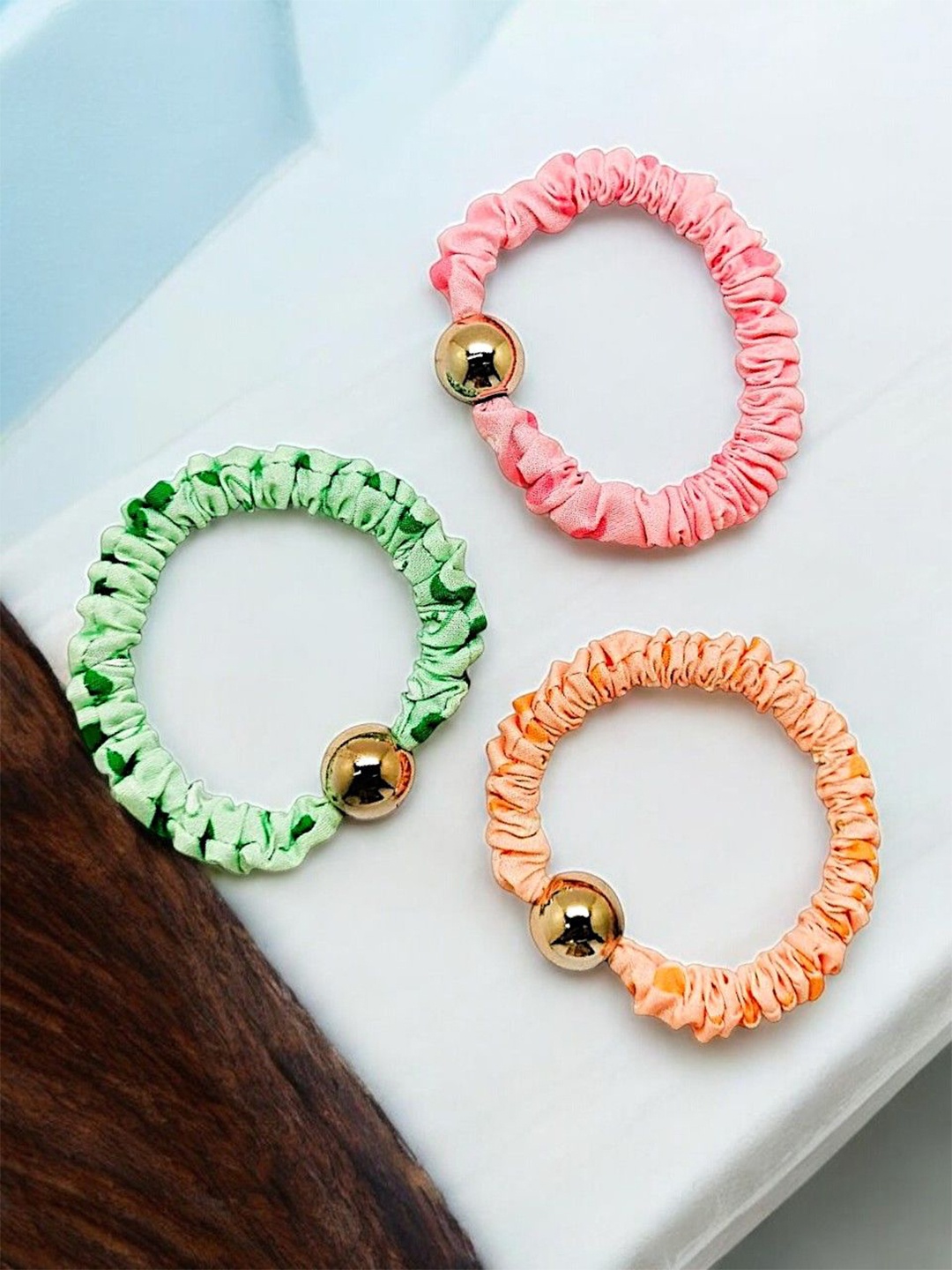 

9blings Girls Set of 3 Ponytail Holders, Green