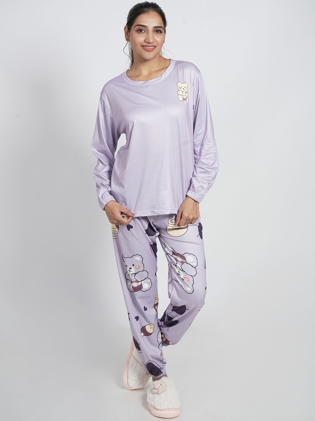 

ANSEE by Addery Women Printed Night suit, Lavender