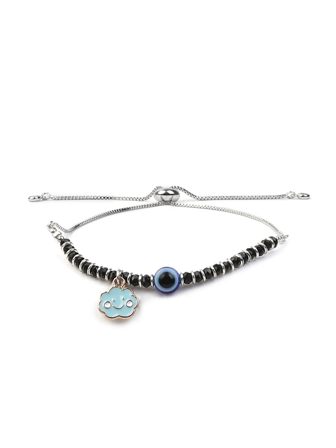 

EL REGALO Kids Stone Studded Charm Bracelet, Black