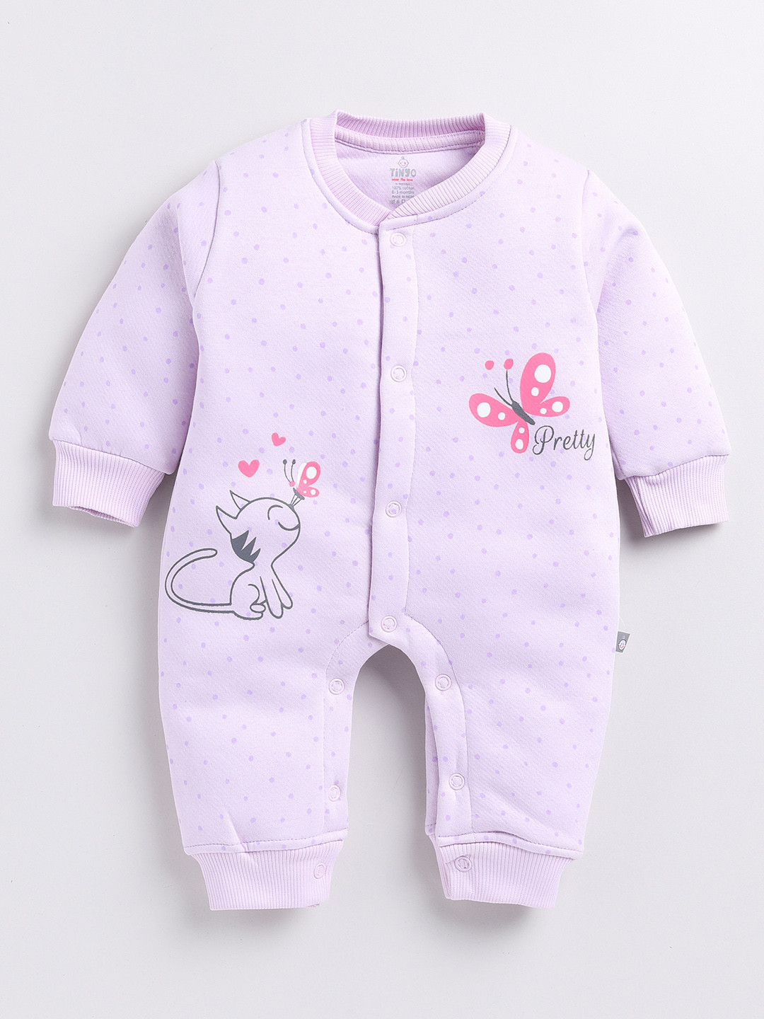 

YK X Tinyo Infant Boys Printed Pure Cotton Rompers, Purple
