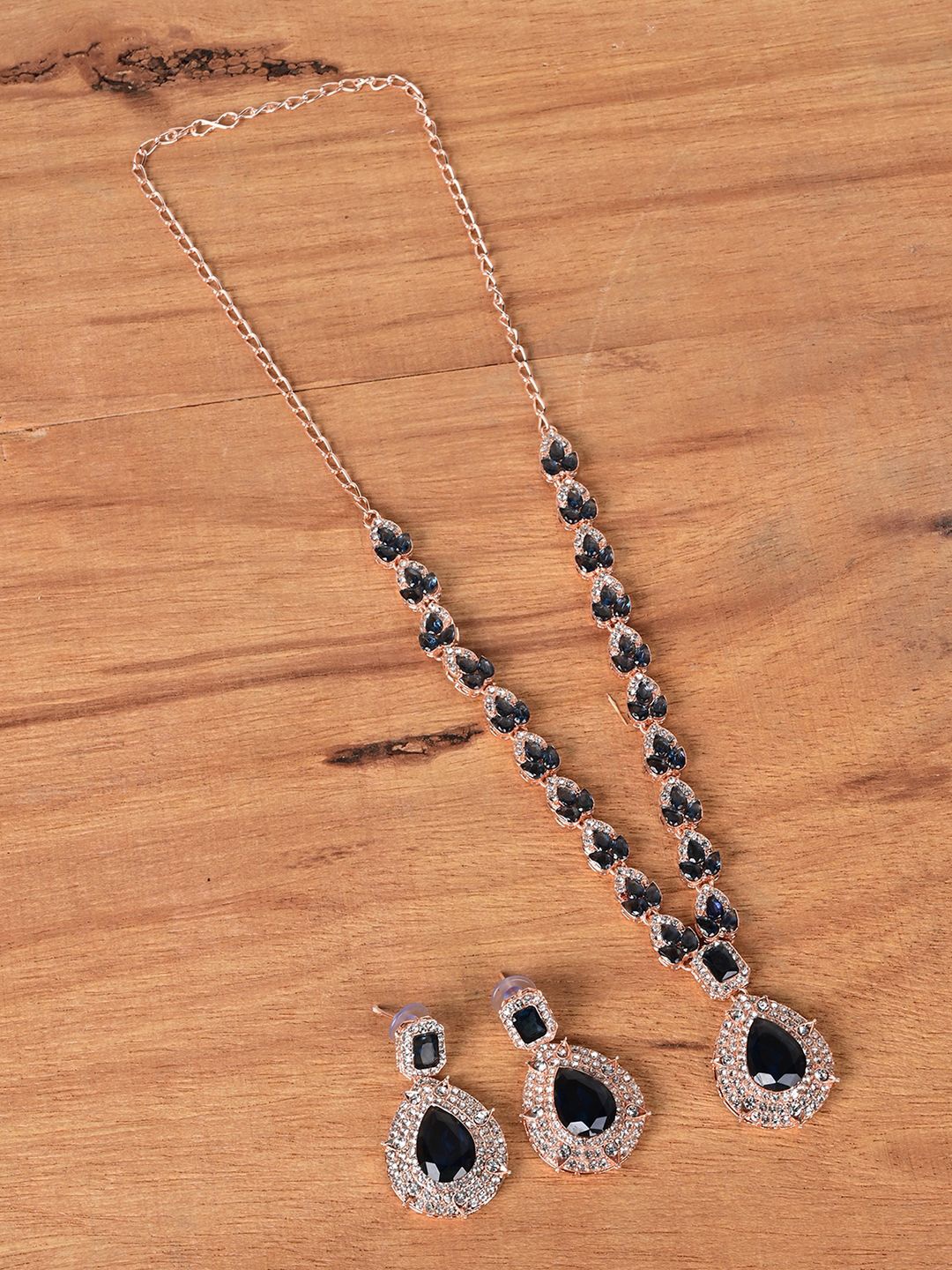 

Keviv Rose Gold Plated American Diamond Studded Jewellery set