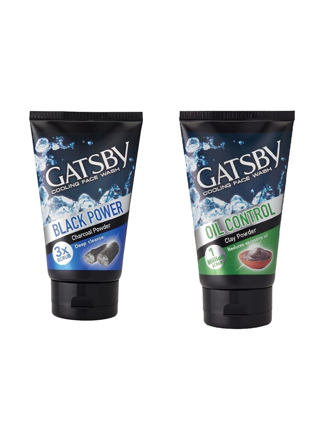 

Gatsby Set Of 2 Oil Control & Black Power Cooling Face Wash-100g Each, Na