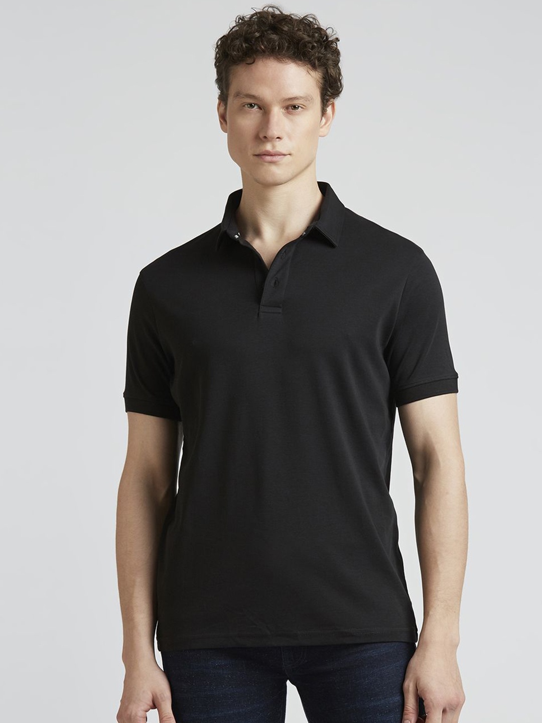 

Pepe Jeans Men Solid Polo Collar Pure Cotton T-shirt, Black