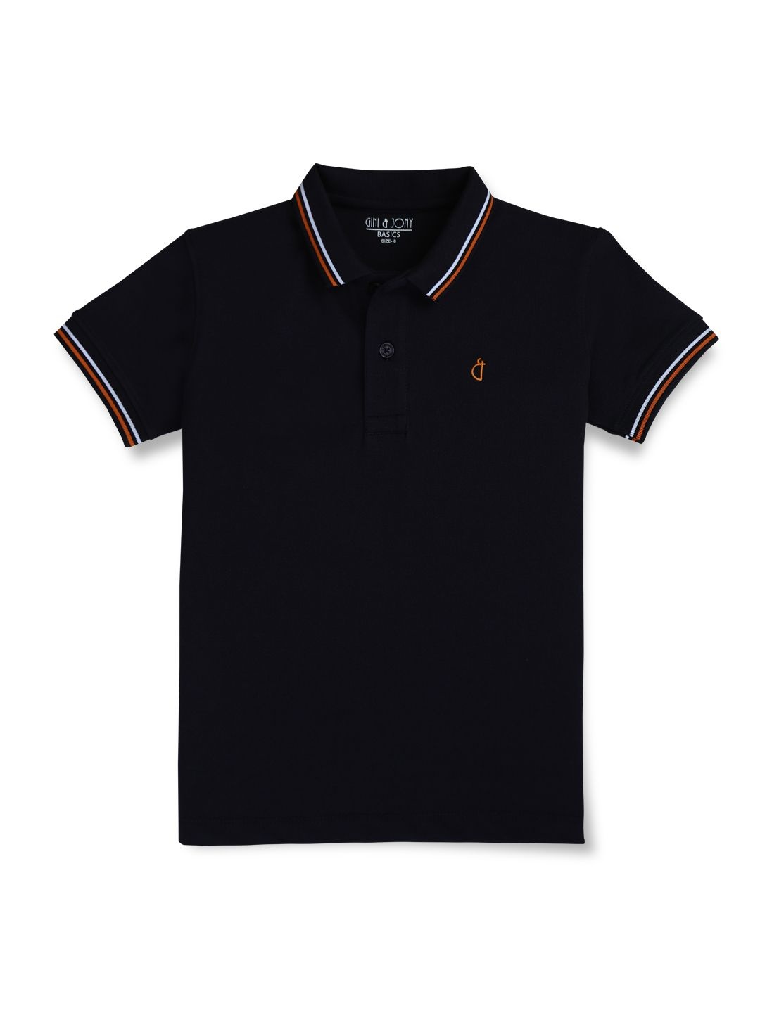 

Gini and Jony Boys Solid Polo Collar Cotton T-shirt, Navy blue