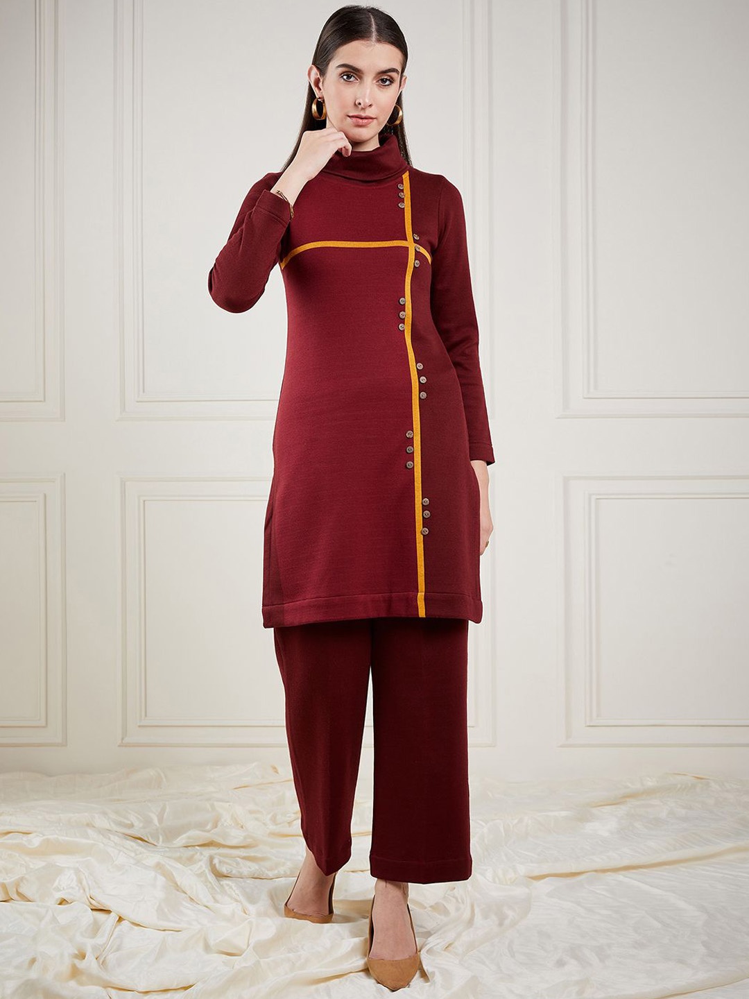 

STADO Striped Tunic with Trousers, Maroon