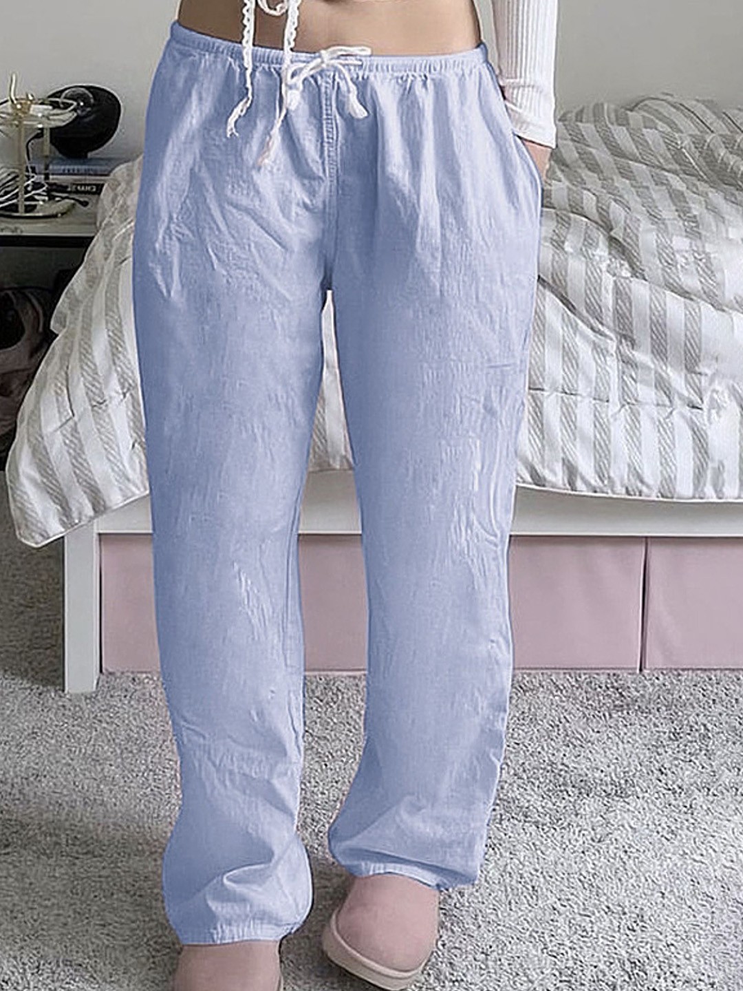 

LULU & SKY Women Straight Fit Trousers, Blue