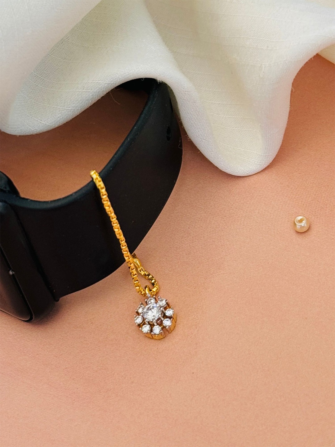 

ABDESIGNS 925 Sterling Silver Stone Studded Watch Charm, Gold