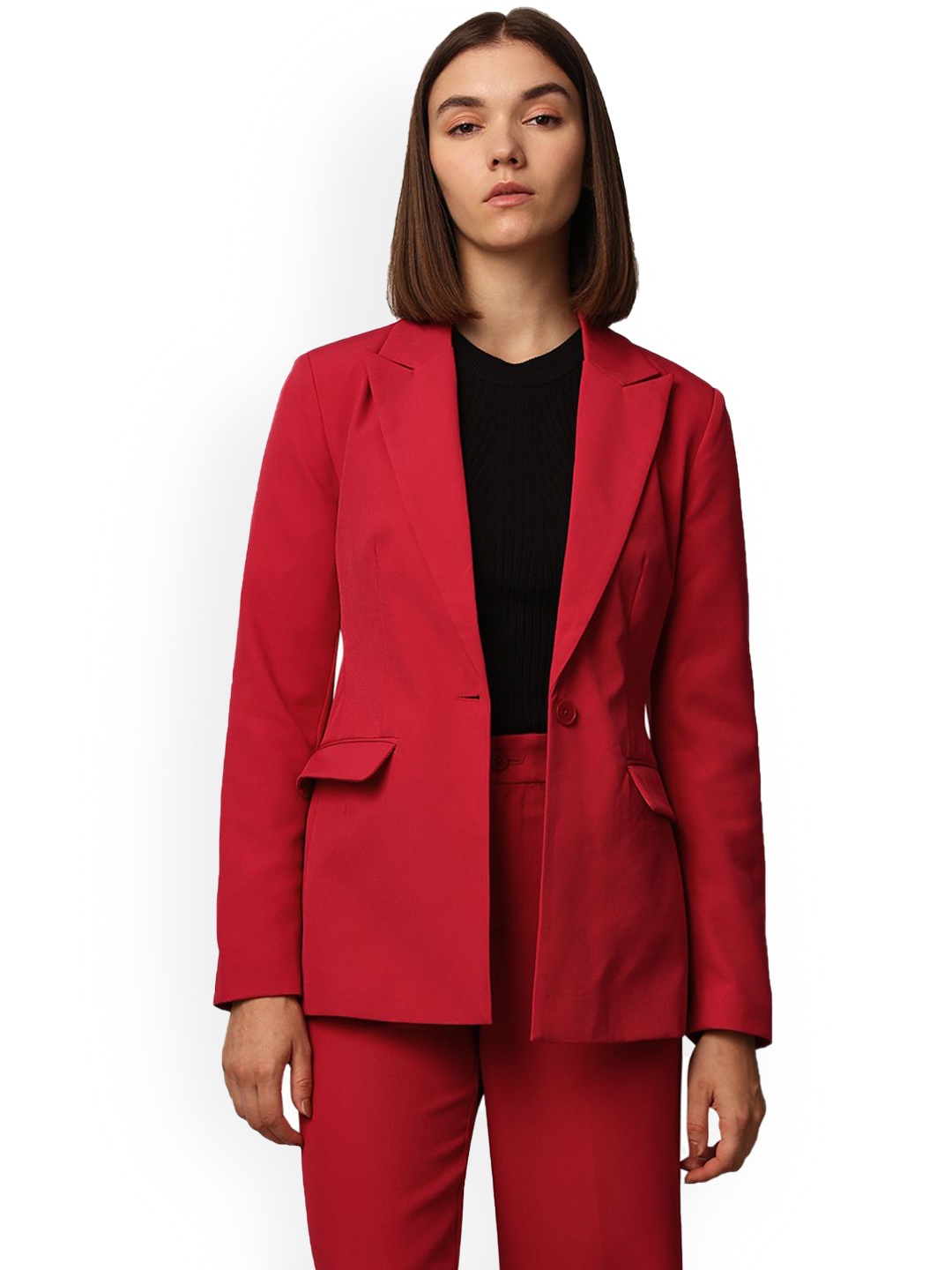 

ONLY Slim-Fit Single Breasted Blazer, Red