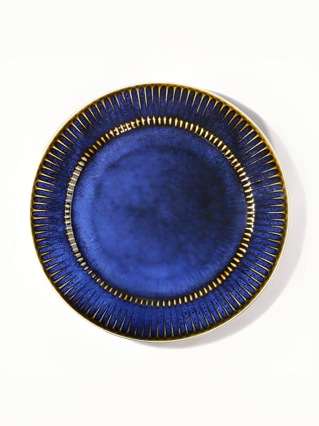 

AMALAFIEE CERAMICS Blue & Yellow 2 Pieces Textured Matte Ceramic Microwave Safe Plates