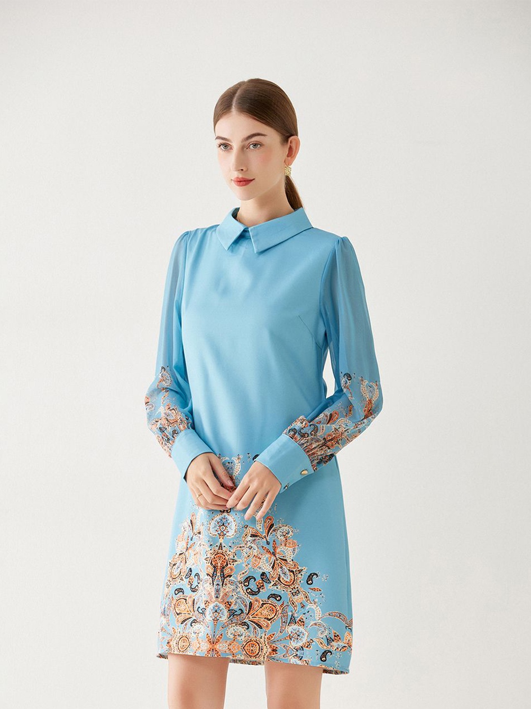 

JC Collection Floral Print A-Line Dress, Blue