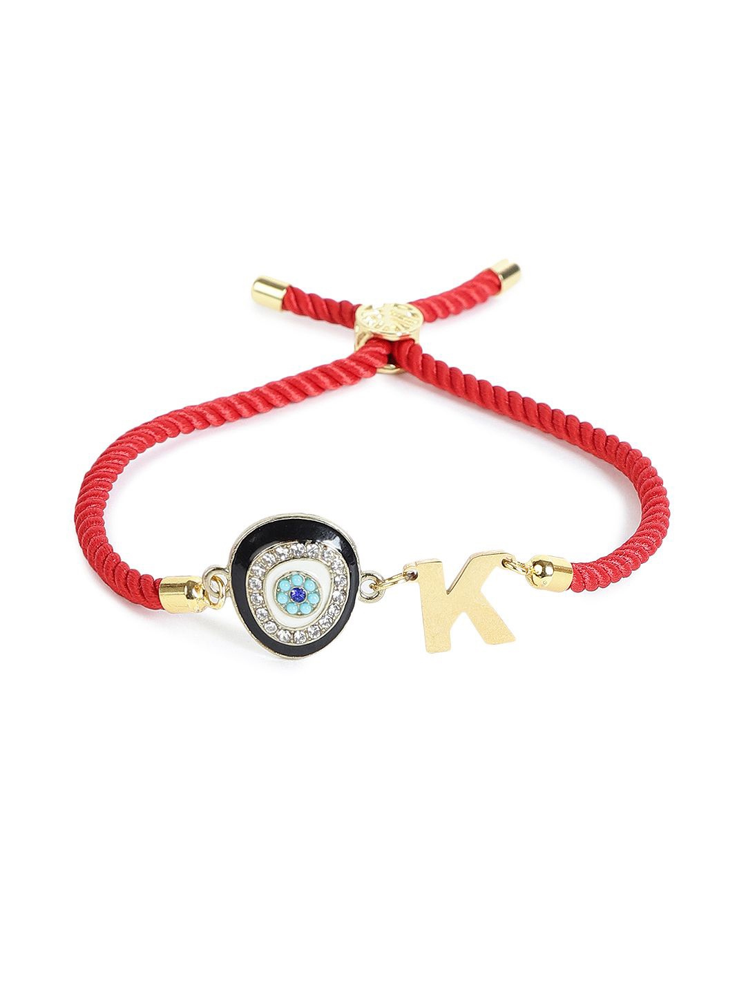 

EL REGALO Stone Studded Charm Bracelet, Red