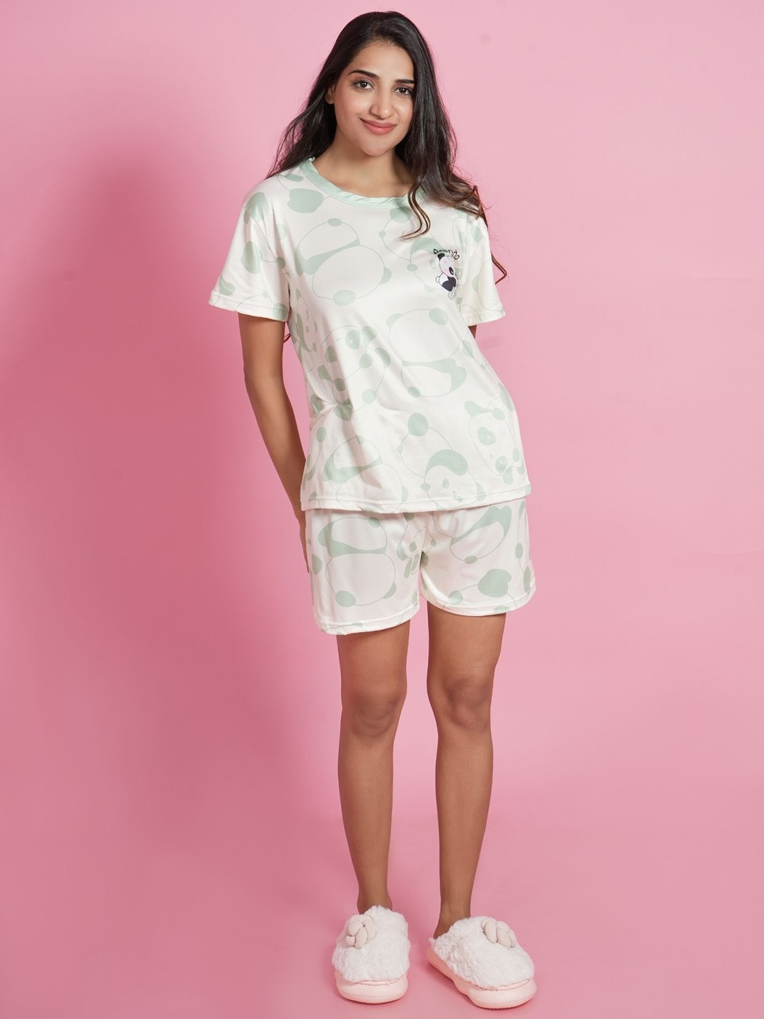 

ANSEE by Addery Women Printed Night suit, Off white