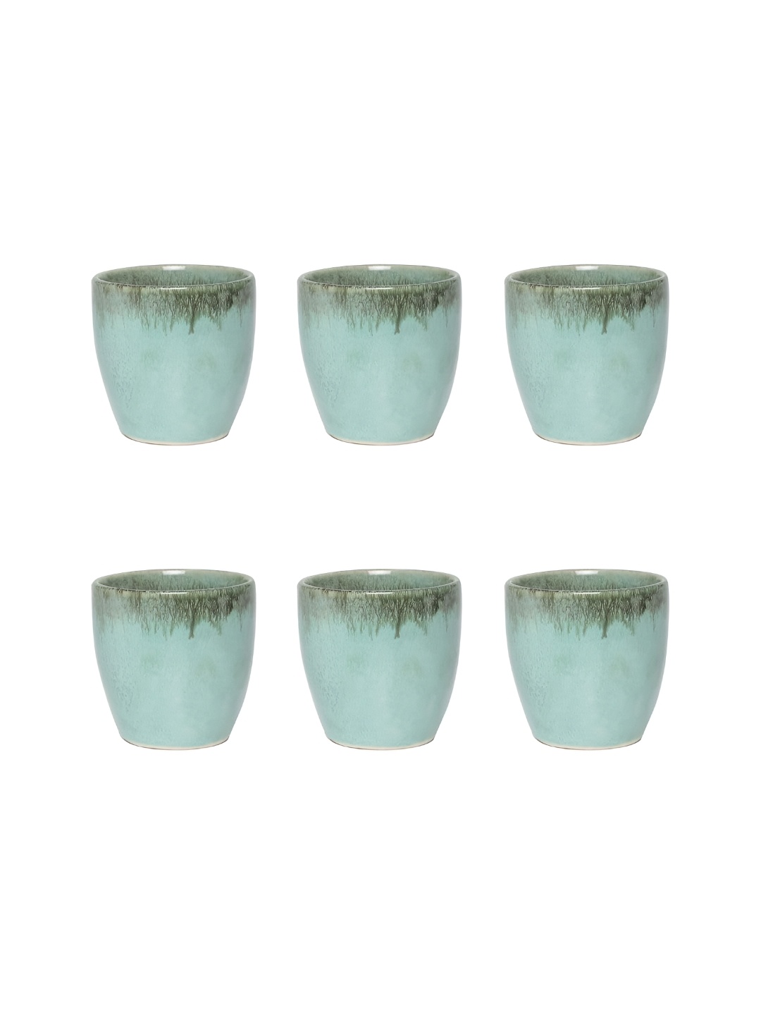 

AMALAFIEE CERAMICS Turquoise Blue & Green 6 Pieces Printed Ceramic Glossy Cups