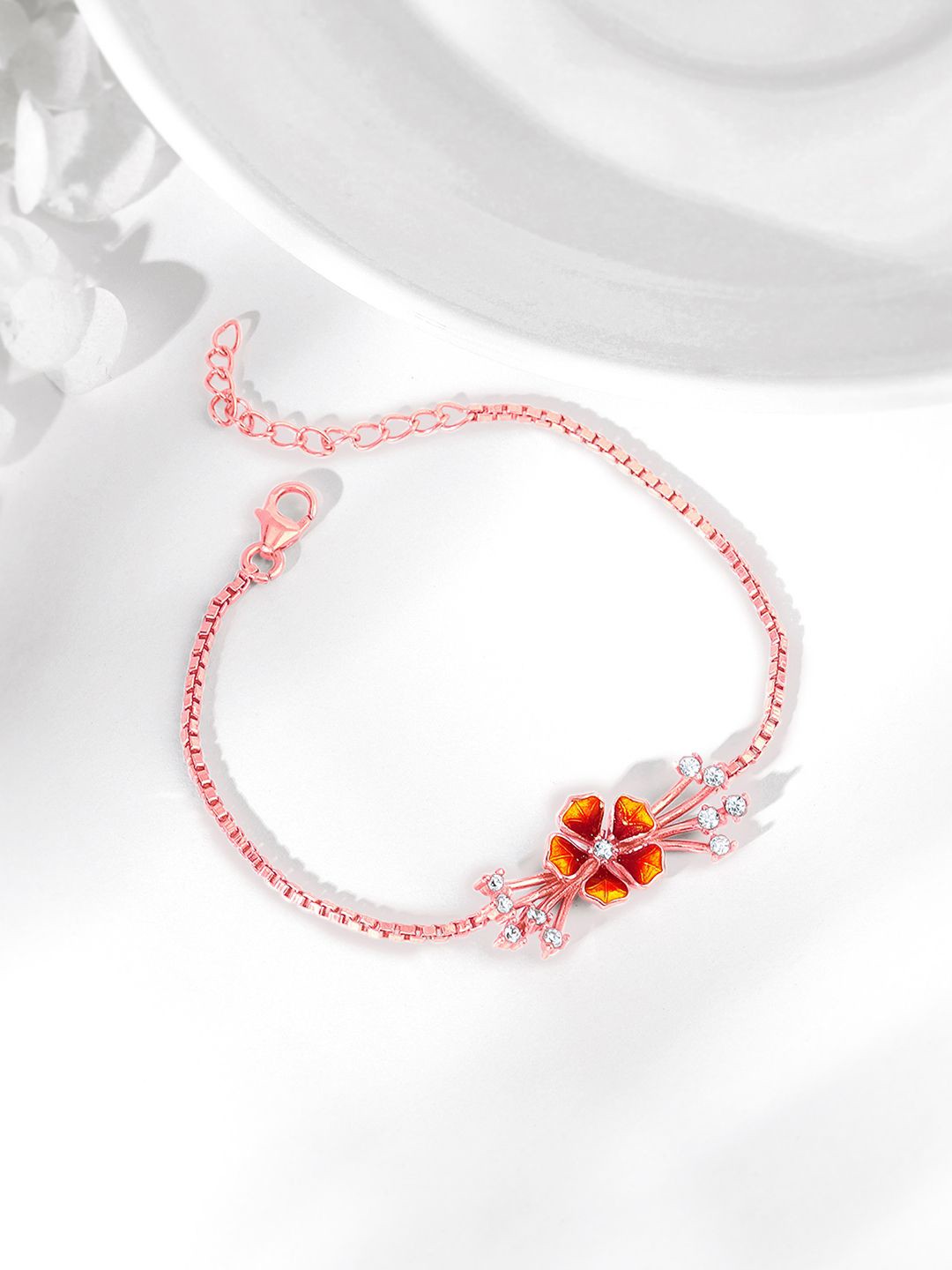 

GIVA 925 Sterling Silver Rose Gold-Plated Bell Mallow Orange Crest Wraparound Bracelet