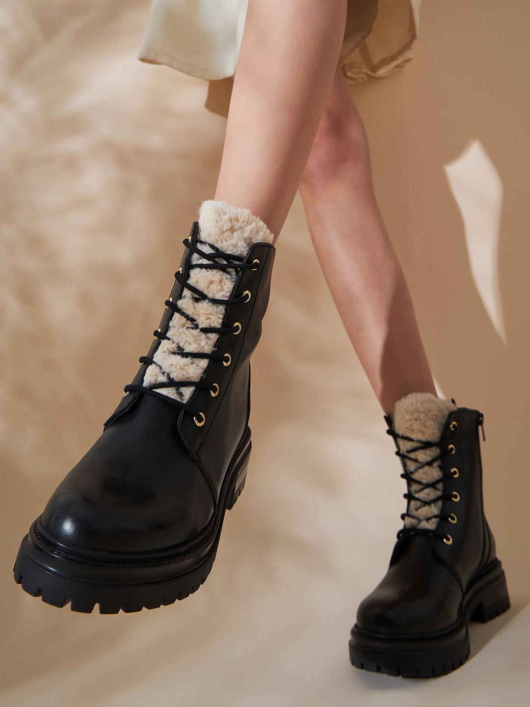 

Peach Flores Women Leather Regular Boots, Black
