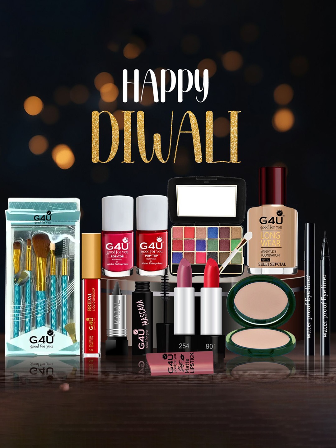 

G4U Set Of 16 Karwa Chauth Special Makeup Combo, Multi