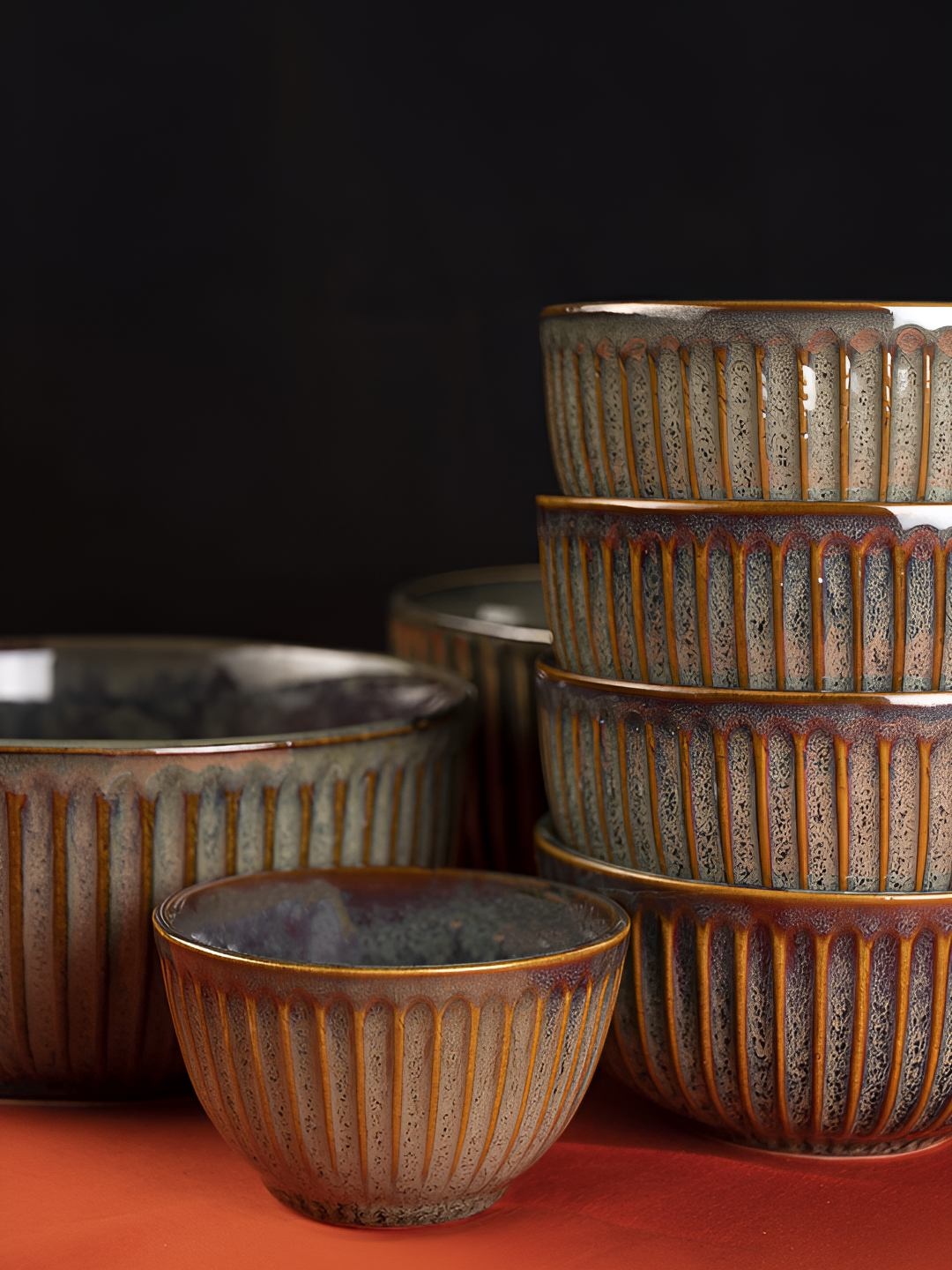 

AMALAFIEE CERAMICS Green & Brown Textured Matte Finish Bowl