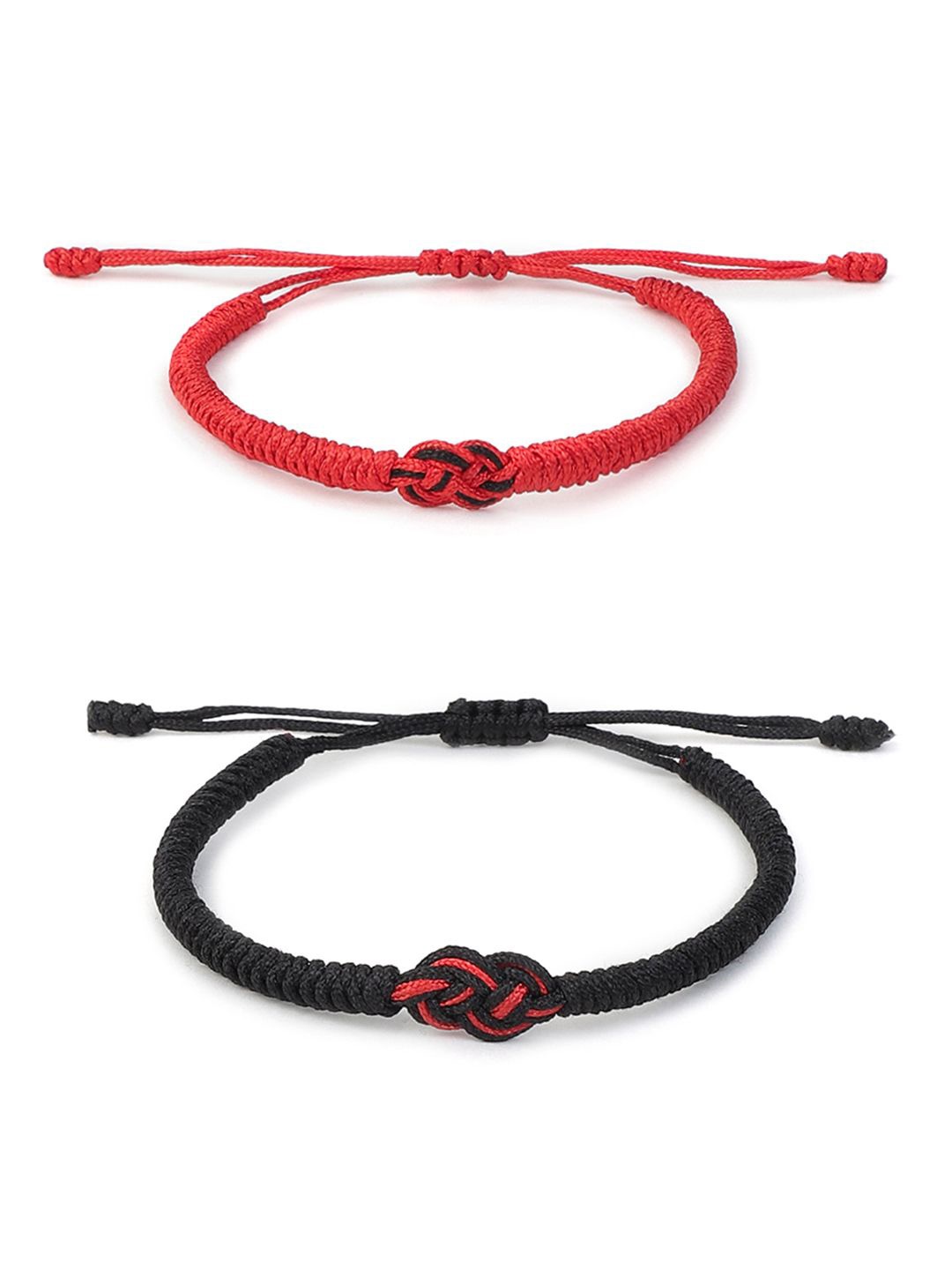 

EL REGALO Unisex Set Of 2 Wraparound Bracelets, Black