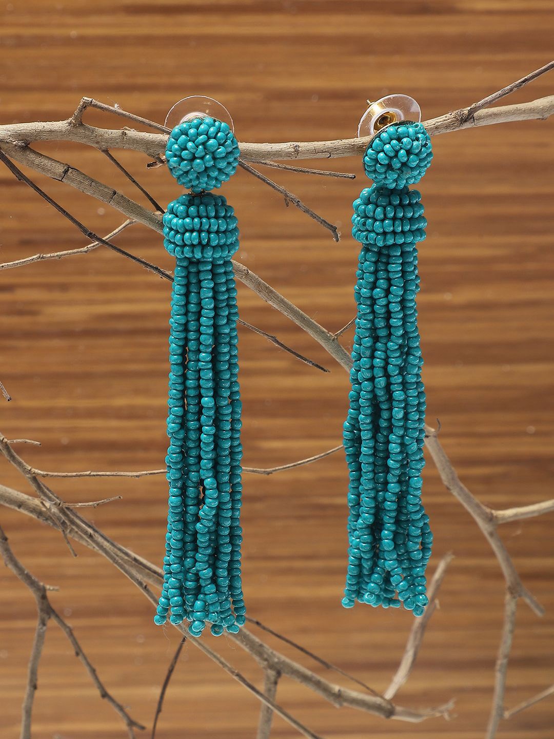 

ELLE Contemporary Tasselled Drop Earrings, Teal