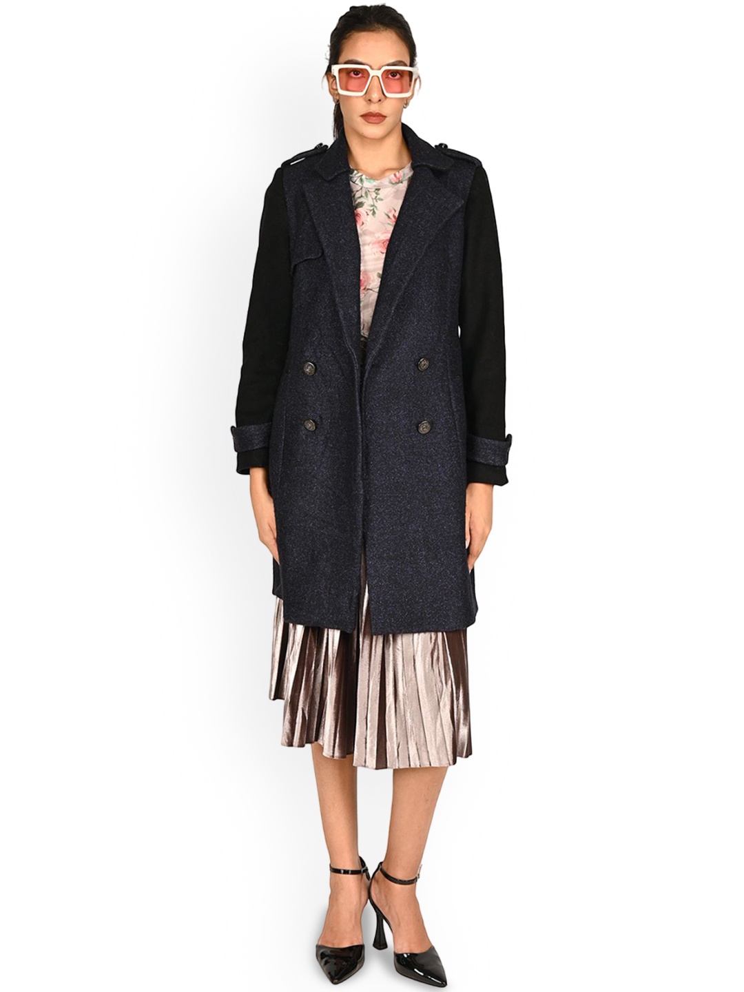

ODETTE Women Longline Tailored Jacket, Blue
