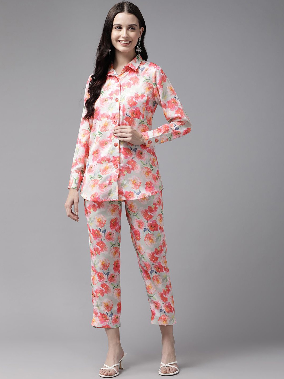 

BAESD Floral Printed Shirt & Trouser, Pink