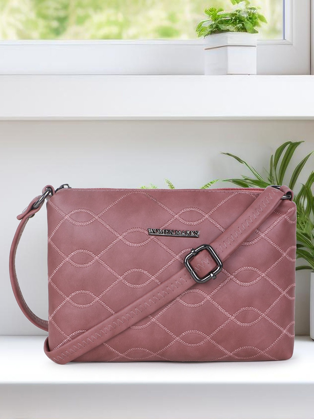 

WOMEN MARKS PU Sling Bag with Quilted, Pink