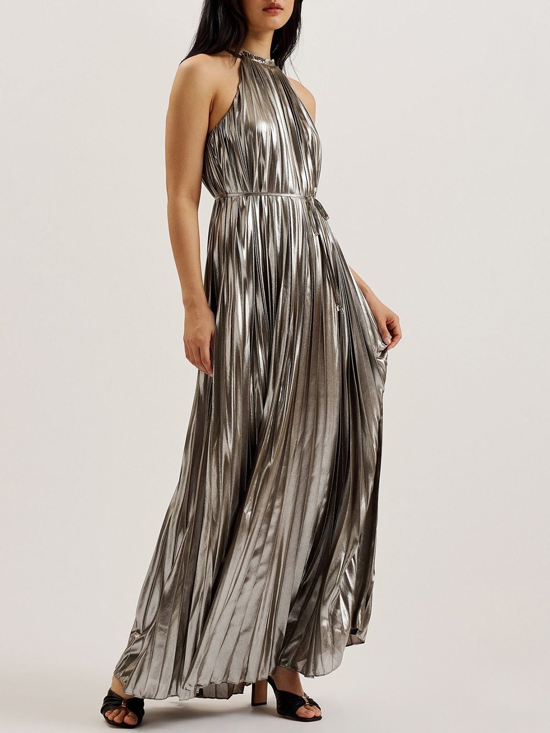 

Ted Baker Women Sleeveless Halter Neck Maxi Dress, Silver