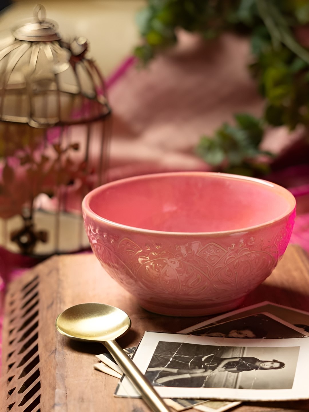 

AMALAFIEE CERAMICS Pink 9 Pieces Textured Ceramic Microwave Safe Serving Bowls 400ml