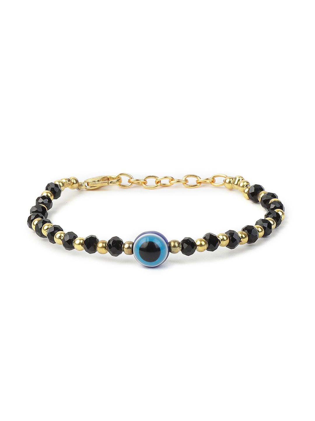 

EL REGALO Kids Artificial Beads Studded Link Bracelet, Black