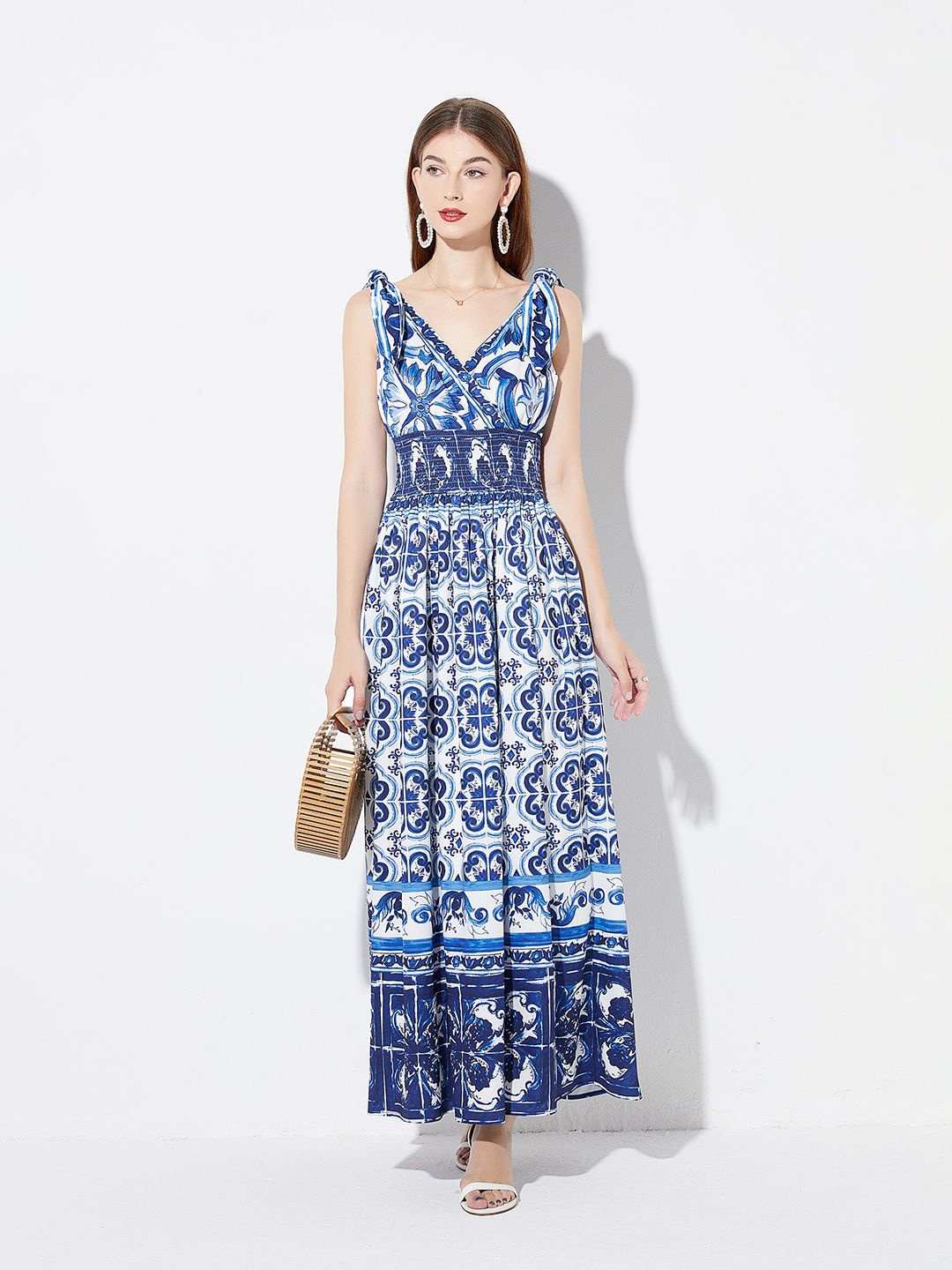 

JC Collection Women Ethnic Motifs Printed Maxi Dress, Blue