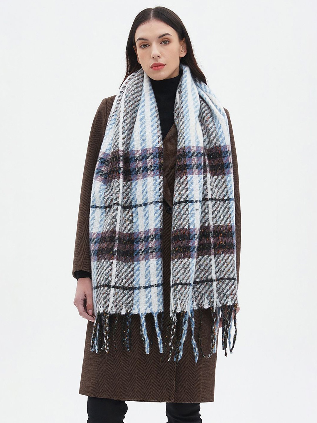 

JC Collection Women Checked Scarf, Grey