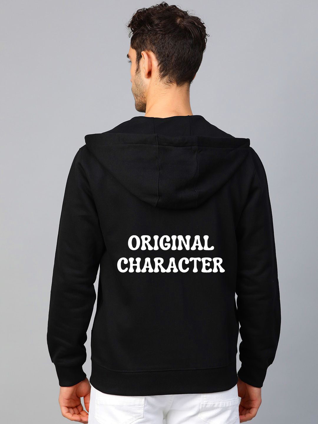 

FALTU.CO Men Printed Hooded Pure Cotton Sweatshirt, Black
