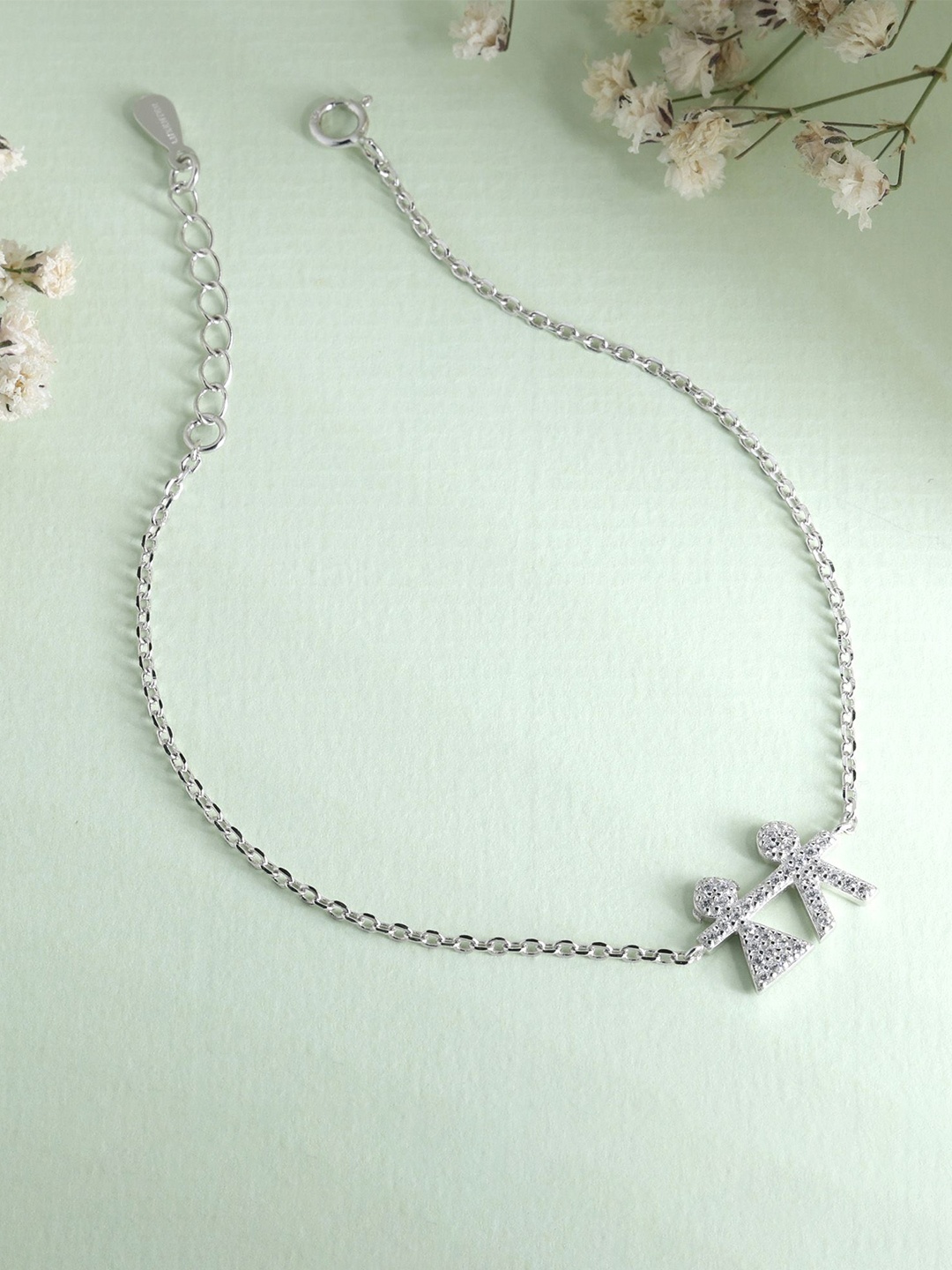 

DEESSA 925 Silver Rhodium-Plated Charm Bracelet