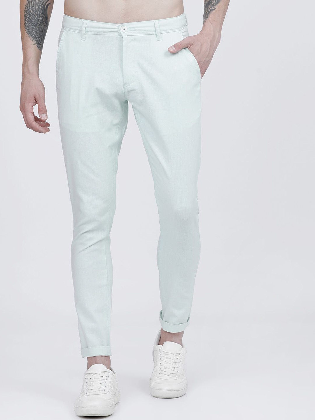 

HIGHLANDER Men Slim Fit Chinos Trousers, Blue