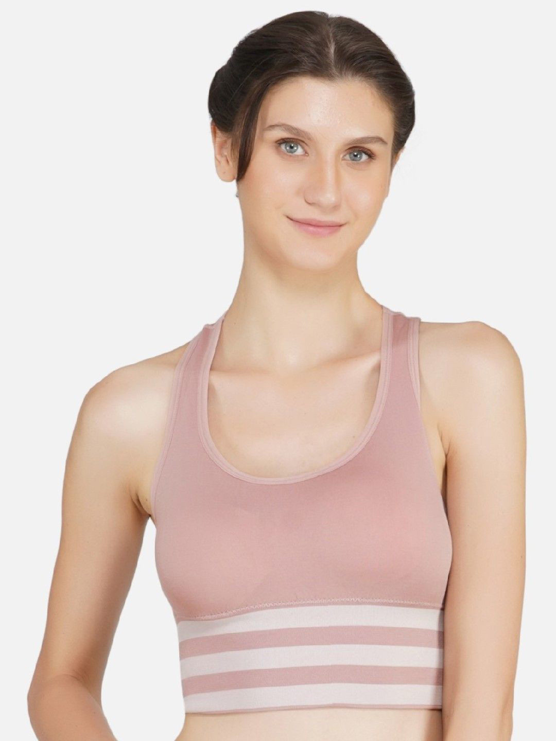 

Poftik Women Seamless Cotton Padded Non Wired Workout Bra, Pink