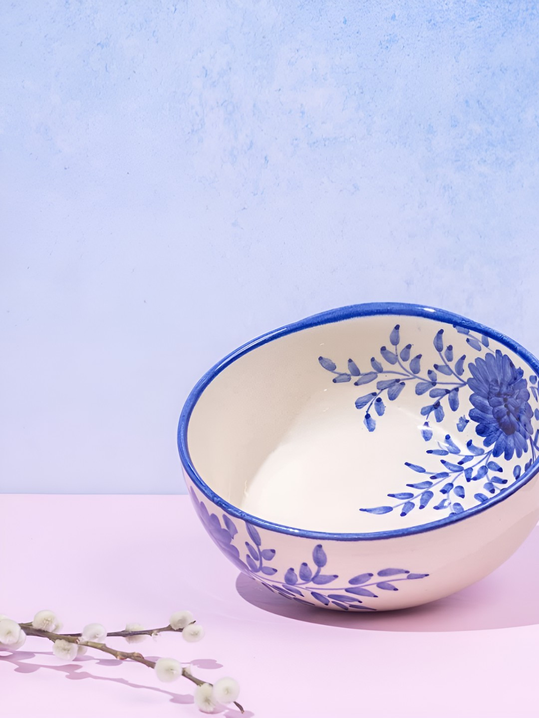 

AMALAFIEE CERAMICS Blue & White Printed Ceramic Microwave Safe Serving Bowl