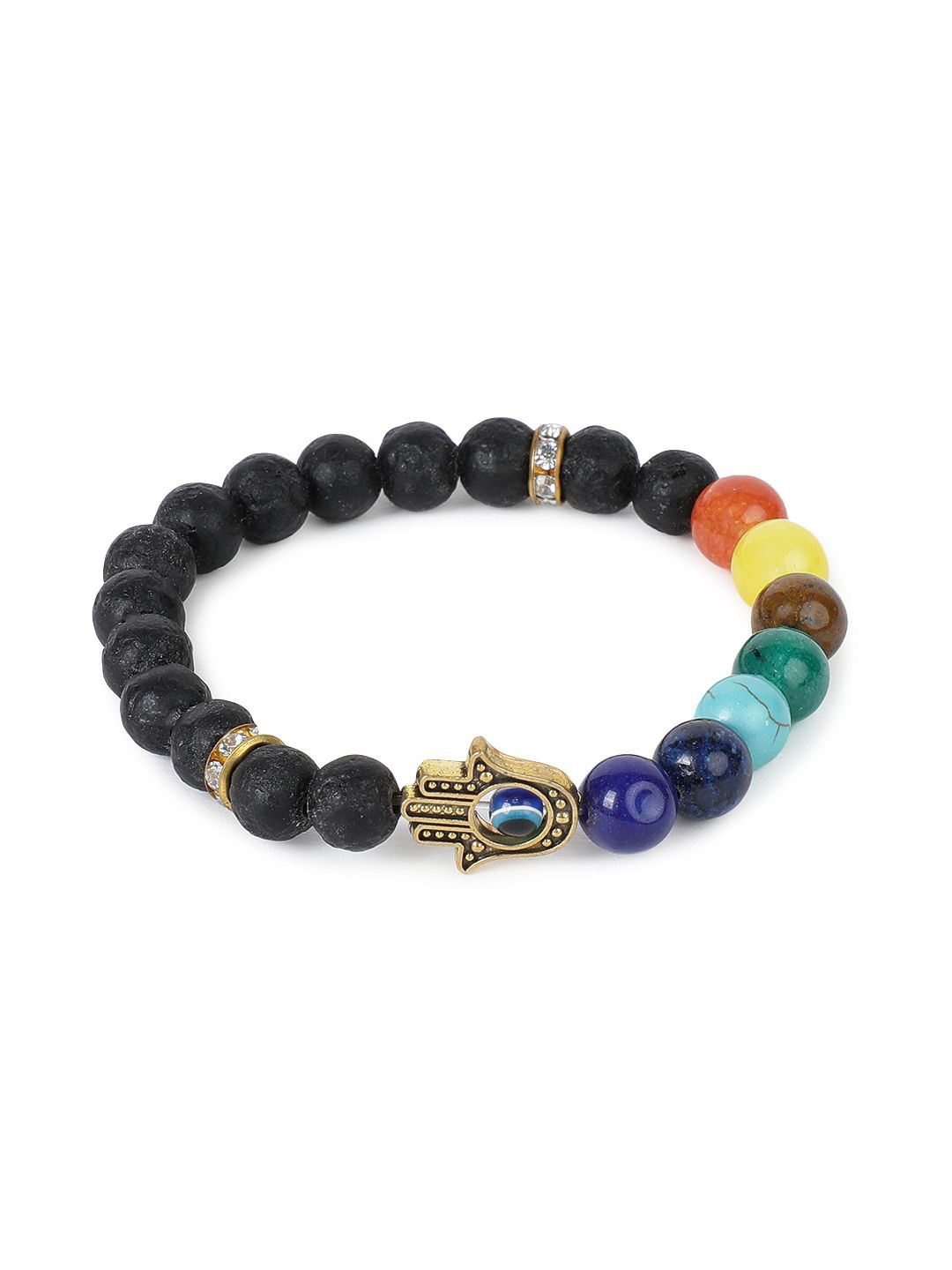 

EL REGALO Evil Eye Beaded Charm Bracelet, Black