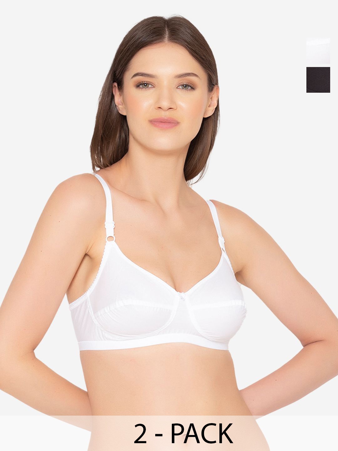 

GROVERSONS Paris Beauty Pack of 2 Women Solid Full Coverage Non-Padded Bra, White