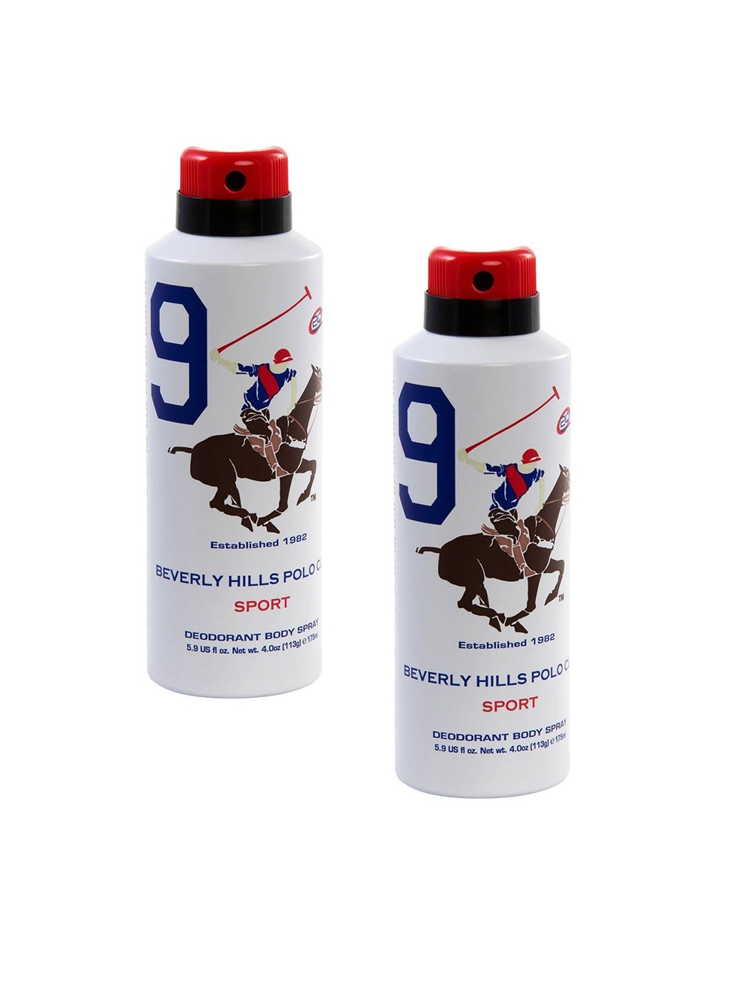 

Beverly Hills Polo Club Men Set Of 2 Deodorant Body Spray - 175 ml Each, Transparent