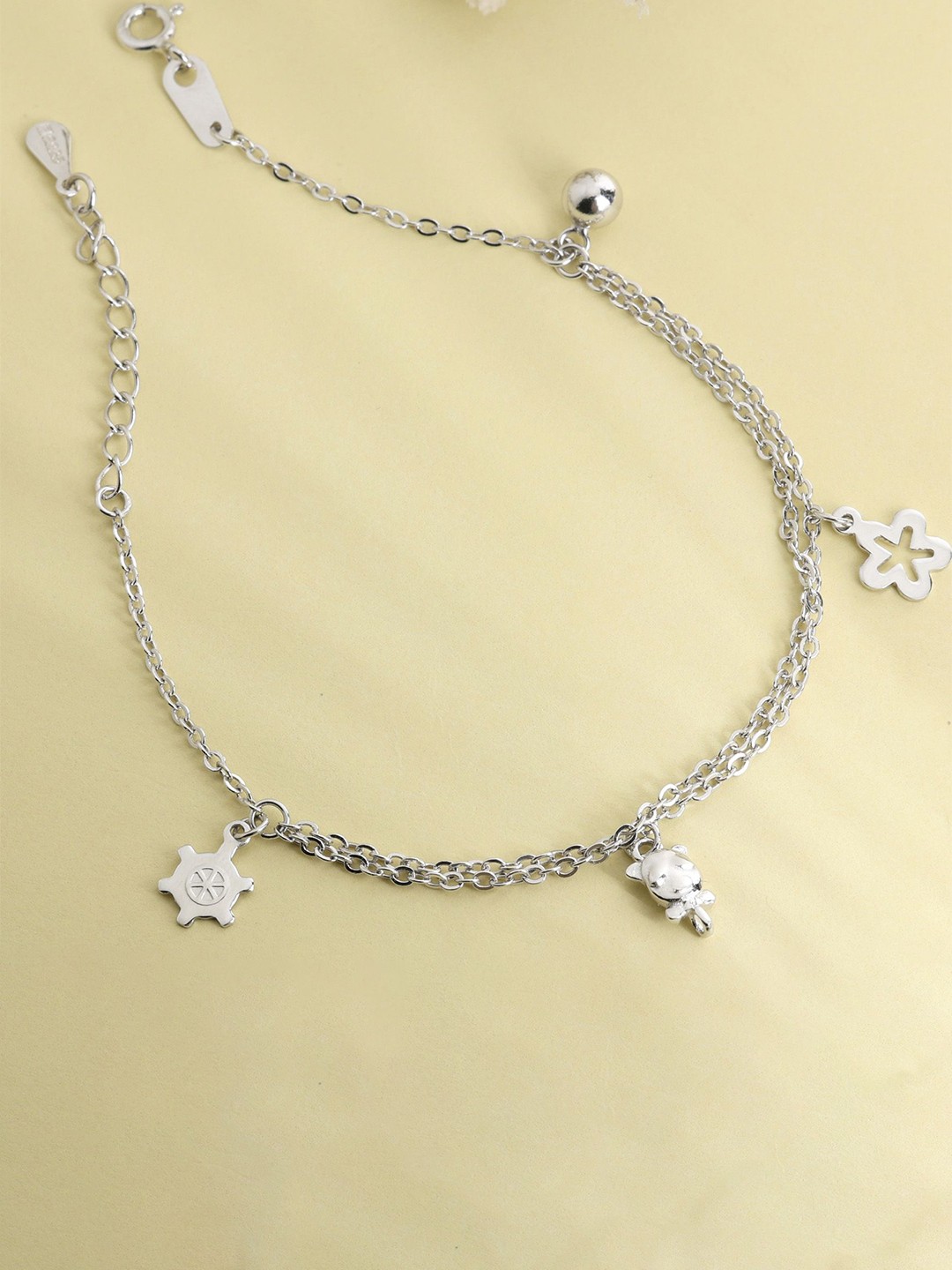 

DEESSA 925 Silver Rhodium-Plated Charm Bracelet