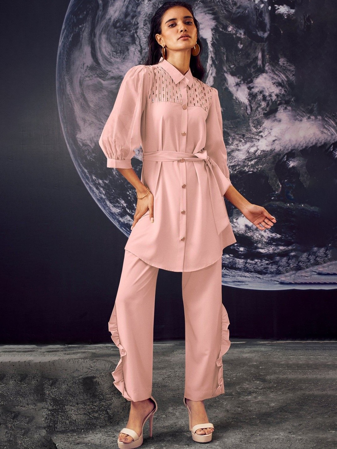 

AUTUMN LANE Embellished Tunic With Trouser, Pink